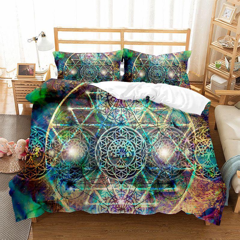 Mandala Flower Duvet Cover Set Bohemian Style Colourful Flowers Comforter Cover King Size for Boys Girls Polyester Bedding Se