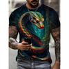 Fashion 3D Snake Printed T Shirt For Men Funny Animal Pattern Oversized T-shirt Summer Hip Hop Trend Clothing Casual O-neck Tops