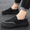 Summer Casual Shoes Breathable Canvas Shoes Thin Mesh Men's Board Shoes Black One-pedal Sneakers Lazy Shoes