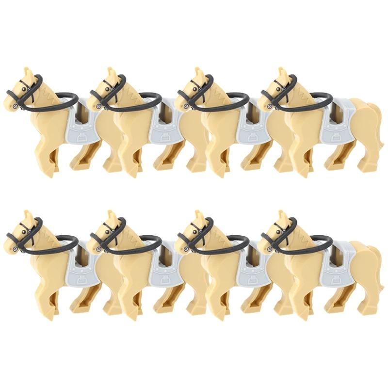 MOC Средневековые Строительные Блоки Фигурки Аксессуары Зоопарк Африканский Слон Верблюд Олень Волк Крокодил Боевой Конь Мини Кирпичик Игрушка Подарок R058