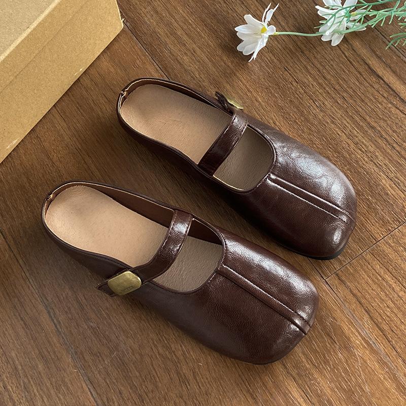 French Bag Head Half Slippers Women's Summer Wear 2025 New Versatile Retro Skirt Mary Jane Cool Slippers