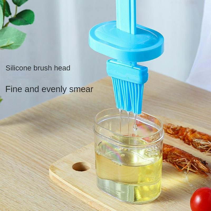 Household Silicone Oil Brush with Bottle Small Oil Pot Kitchen High Temperature Baking Magic Plastic All-in-one Barbecue Oil Bottle Brush