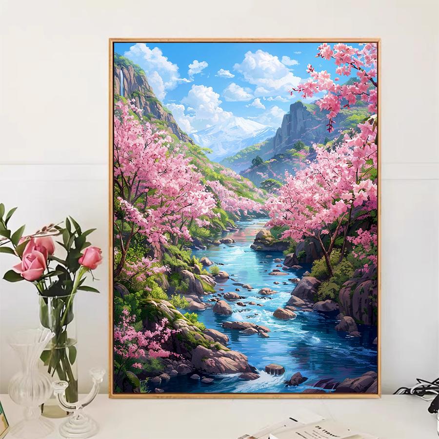 5d DIY Алмазная картина вышивка крестом персиковый цвет речной пейзаж рукоделие алмазная вышивка мозаика полный круглый дрель домашний декор