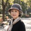 Windproof Middle Aged Women Bucket Hat Thickened Cloche Hat Elegant Bow Top Hat  Autumn