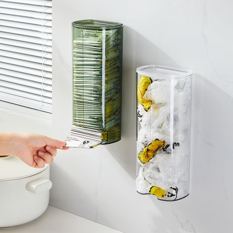 Настенный самоклеящийся контейнер для хранения мусорных пакетов для шкафа, прозрачная полка для хранения нижнего белья, полка для хранения носков
