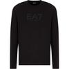 Мужская однотонная футболка с длинным рукавом и круглым вырезом EA7, черный 7M000227-AF10373-UC001