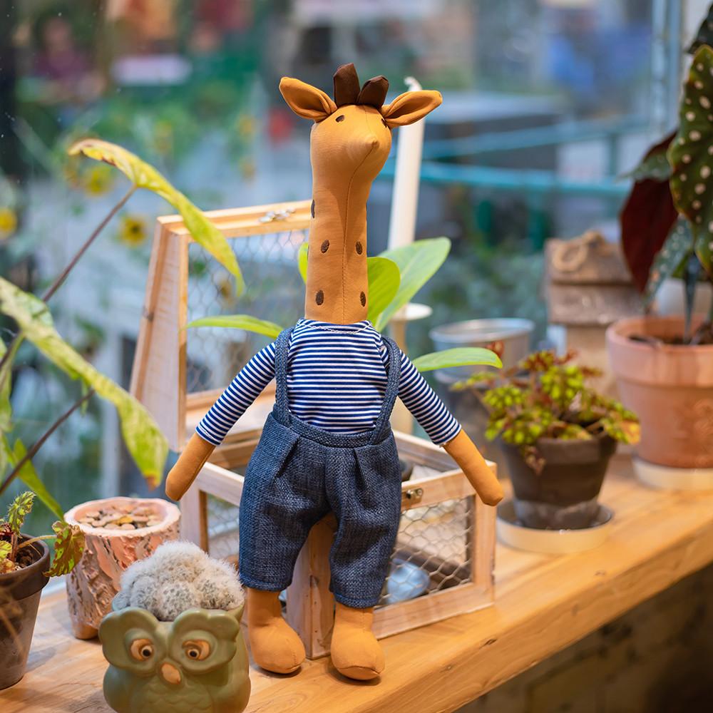 Брюки Жираф Подтяжки Плюшевая игрушка Мягкая кукла Украшение 40см Подарок