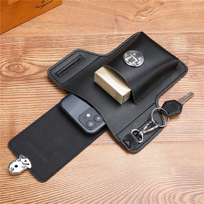 Men Leather Pack Waist Bag Belt Clip Phone case Holster Mobile phone bag Fits all mobile 5.4 - 6.9 inch phones