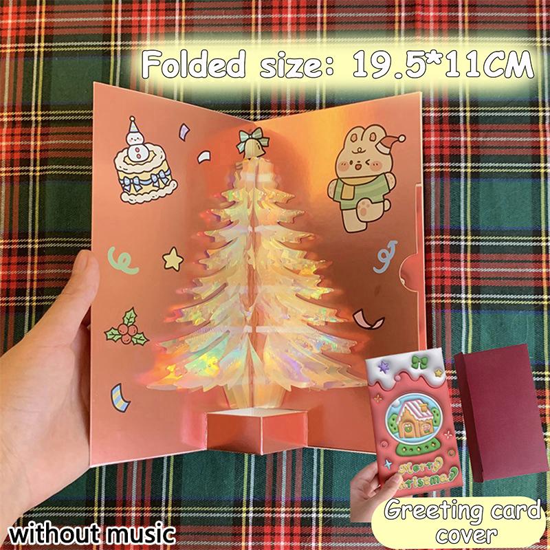 3D Pop Up Рождественская открытка с музыкой Счастливого Рождества Поздравительная открытка Рукописные благословения Пригласительные открытки Подарки на День благодарения