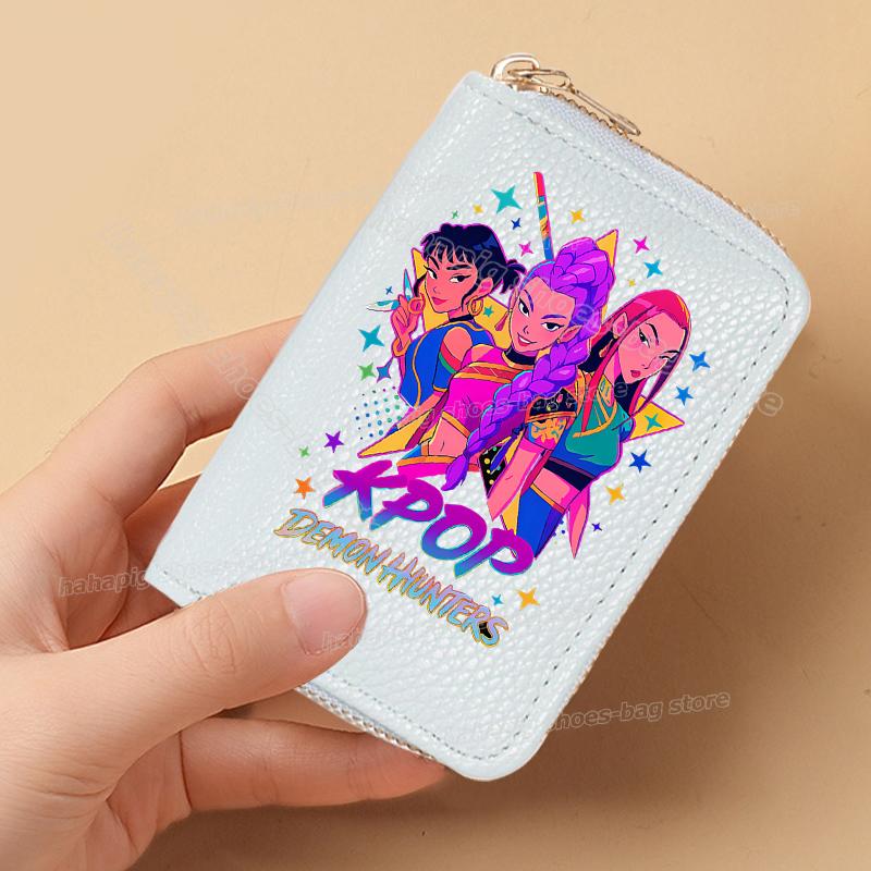 Идеальные K-Pop Охотники на Демонов Женские Короткие Кошельки Искусственная Кожа Держатель для Кредитных Карт Многослотовый Маленький Кошелек на Молнии Женский Клатч Кошелек для Мелочи