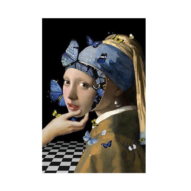 Девушки с жемчужными серьгами наносят маску на лицо. Забавные постеры, настенные художественные принты на холсте, знаменитые классические портреты.