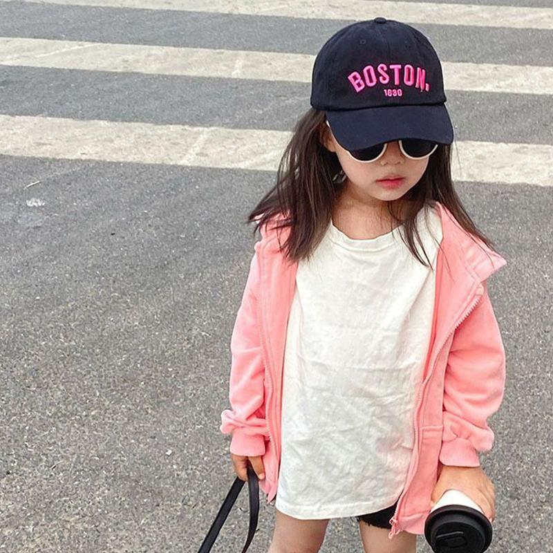 Fashion Letter Children Baseball Cap Embroidery Boys Girls Hip Hop Snapback Hat Summer Adjustable Kids Solid Color Peaked Caps