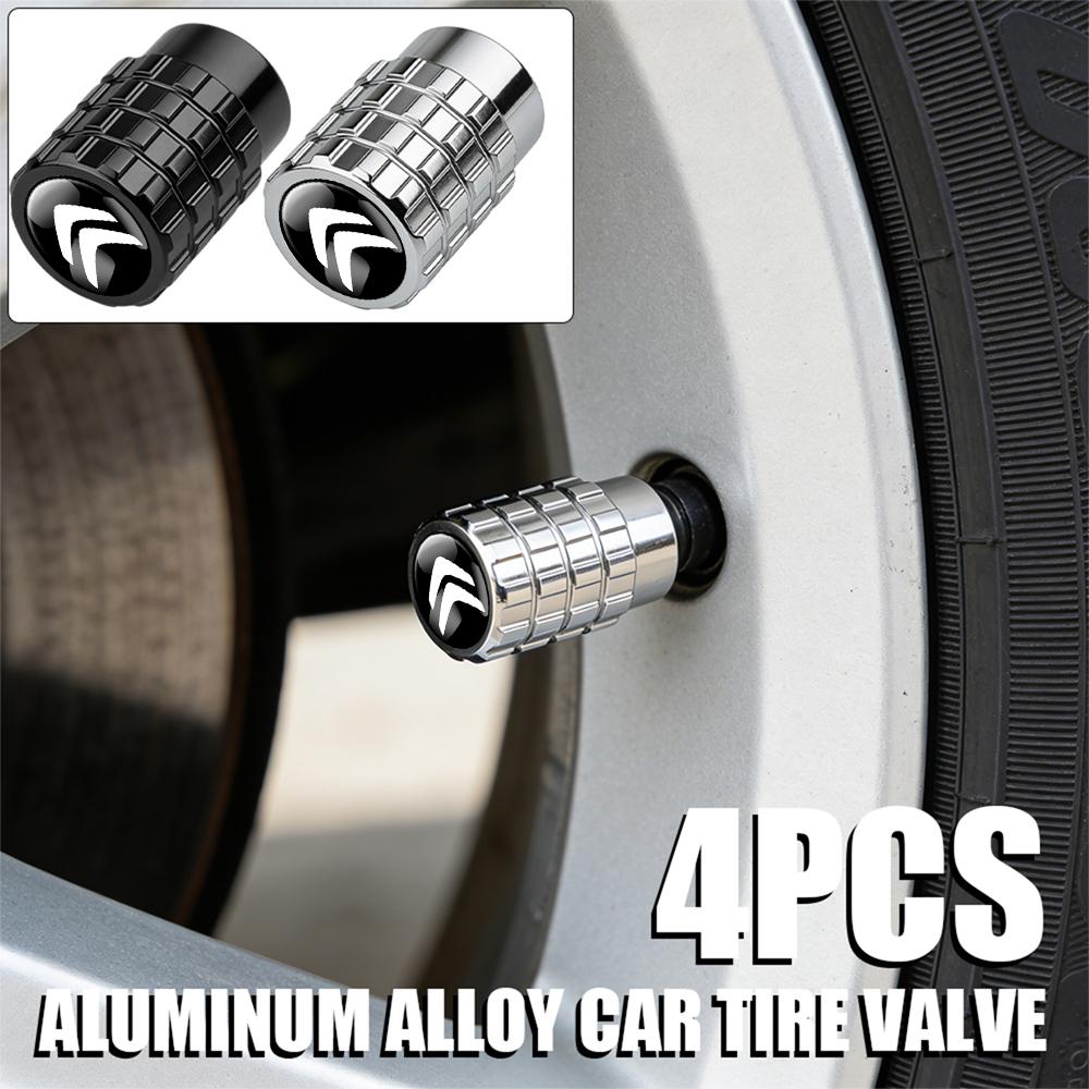 PEZN4 4pcs Aluminium Car Tire Valve Stems Caps Gear shaped Valve For Citroen C1 C2 C3 C4 C5 C6 C8 C4L DS3 DS4 DS5 VTS Auto Accessories