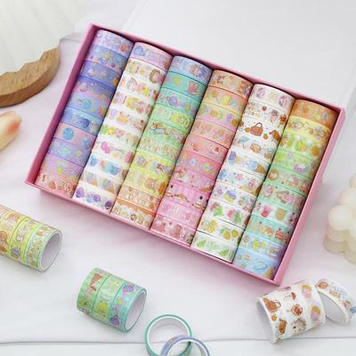 60 рулонов милой мультяшной васи-ленты для поделок, рукоделия и детских канцелярских принадлежностей в подарочной коробке