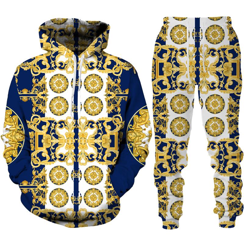 Золотой Пномпень, мужской спортивный костюм с 3D принтом в стиле хип-хоп, толстовка с длинными рукавами, брюки, костюм, весенне-осенний мужской комплект спортивной одежды для бега