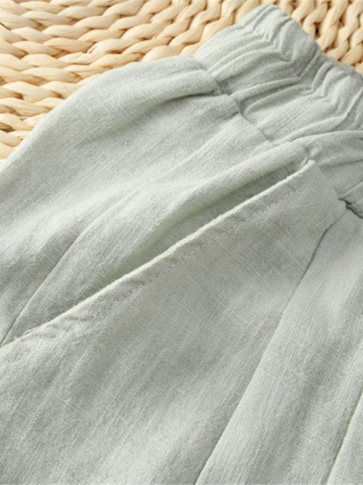 Johnature Women Loose Cotton Linen Casual Pants Solid Color Elastic Waist Lantern Pants Spring Female Trousers