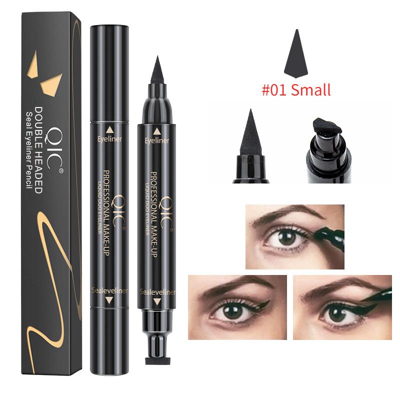 QIC Double -headed Seal Eyeliner, Waterproof Without Fainting Triangular Wing Tail Seal Eyeliner Pen