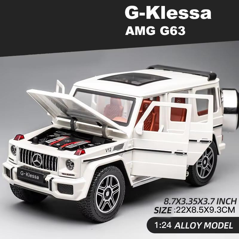 Новый 1:24 AMG G63 Модель автомобиля из цинкового сплава, литая модель игрушечной машины с инерционным механизмом, со звуком и светом, подходит для детей, мальчиков, подарочная коллекция, украшения
