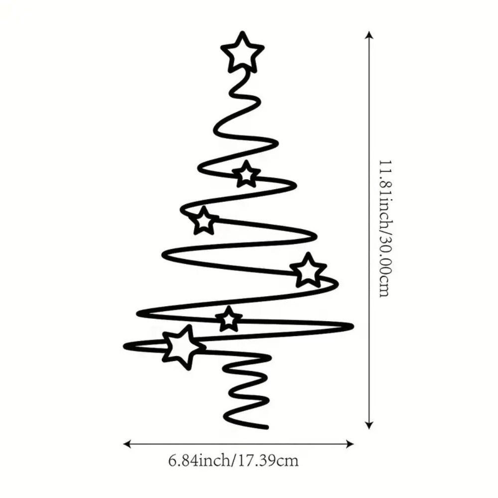 Star Pattern Christmas Tree Wall Art Black Wrought Iron Wall Decor Indoor Decoration