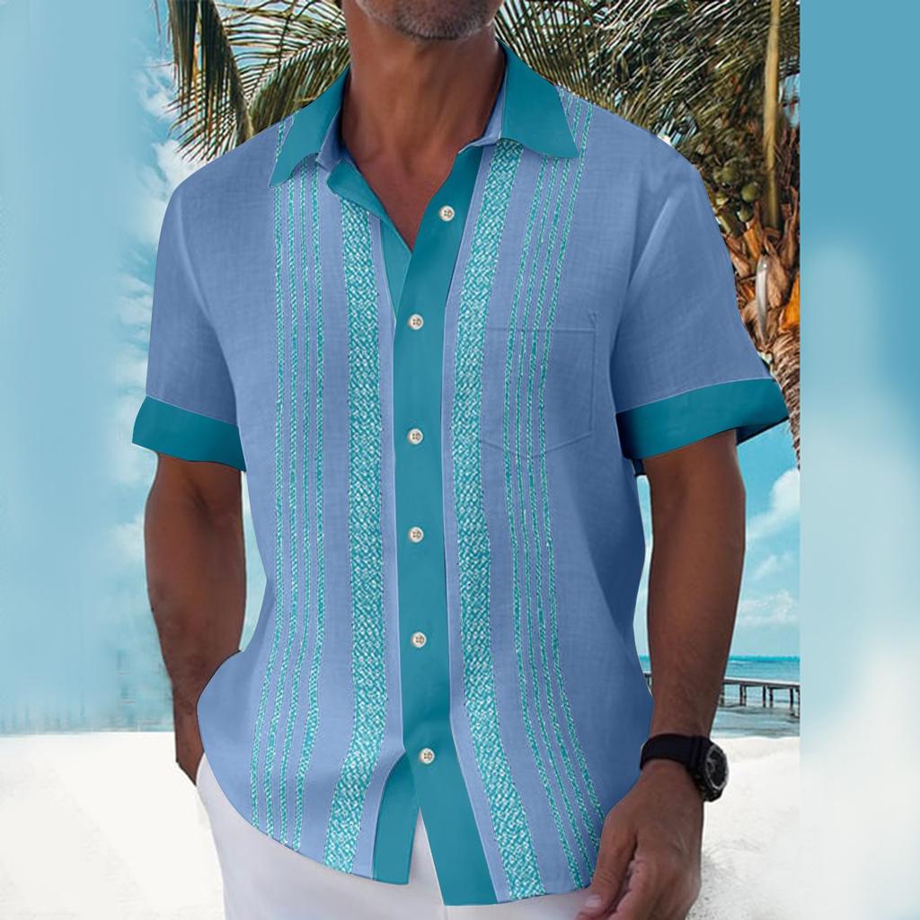 Гавайская рубашка для мужчин, мужские винтажные рубашки для боулинга на пуговицах, летняя пляжная рубашка с коротким рукавом