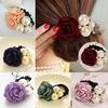 Lady's Chic Sweet Rose Faux Pearls Hairband Ponytail Holder