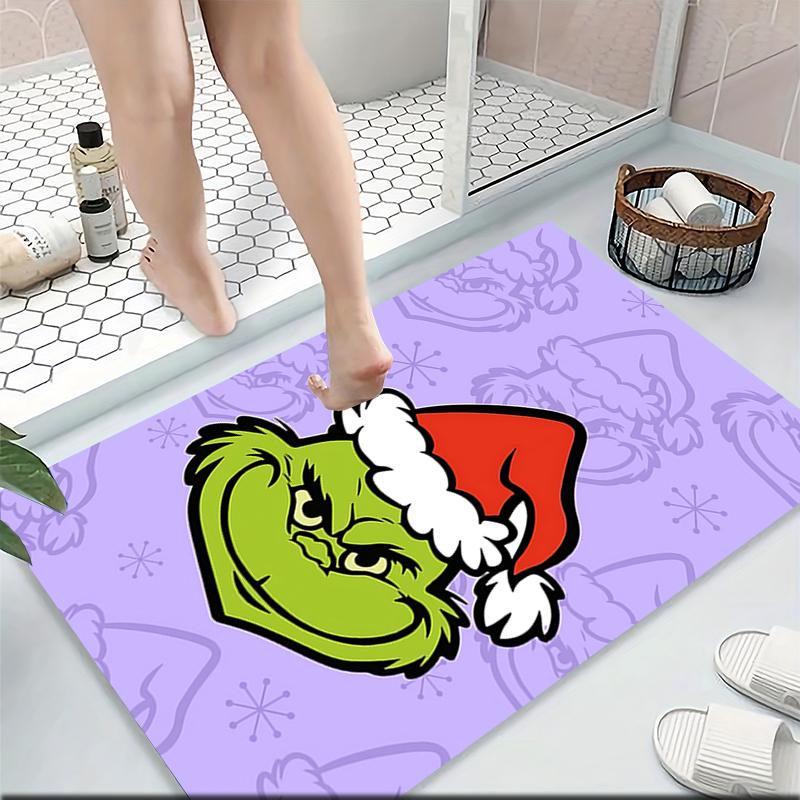Christmas Grinch Hat Carpet Rug Soft Washable Antislip Home Living Room Sofa Mats Personalized Christmas Rug