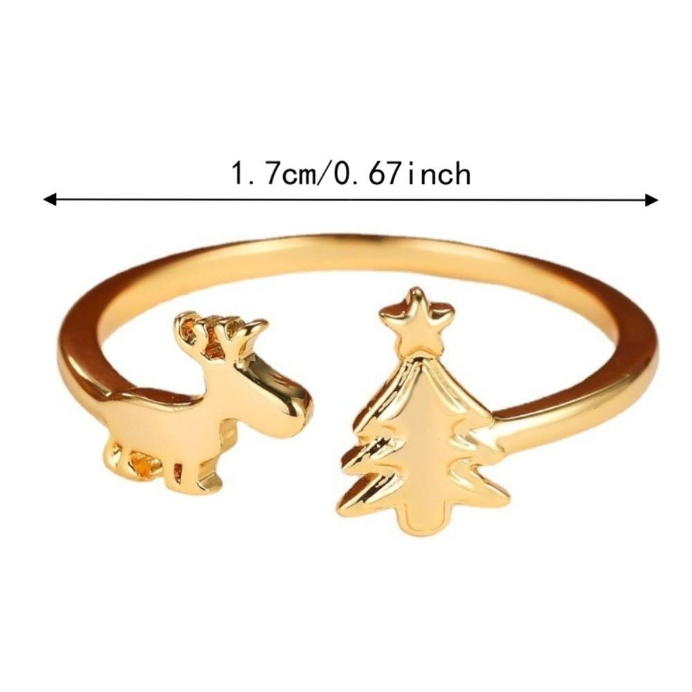 Lightweight Reindeer Ring Retro Adjustable Ring Fashion Christmas Tree Ring Holiday