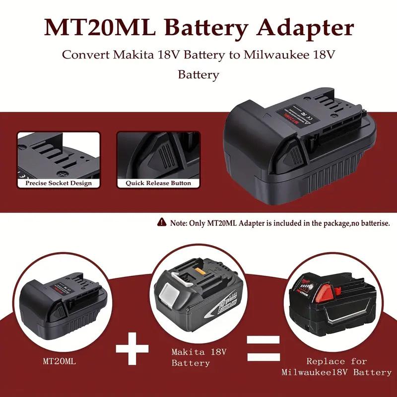 MT20ML Battery Adapter for Makita 18V Li-ion Battery BL1830 BL1860 BL1815 Convert To for Milwaukee 18V Lithium Battery