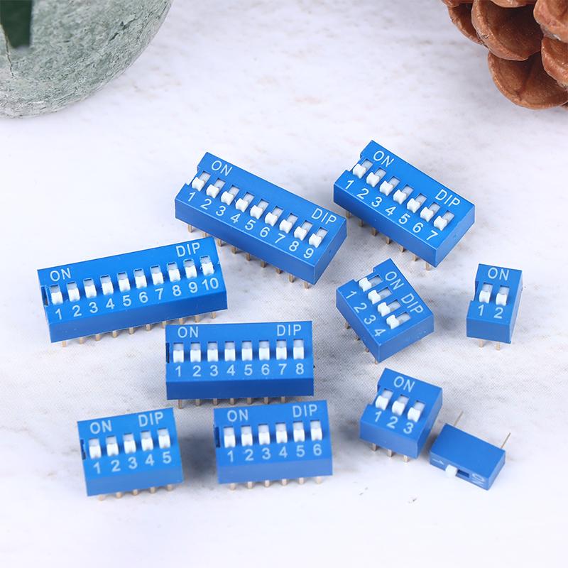 10Pcs Slide Type Switch Module 1 2 3 4 5 6 7 8 10Pin Dip Switch Kit 2.54Mm Toggle Switch Blue Snap Switches