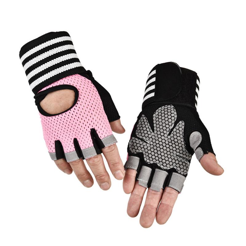 Men's Fitness Gloves Gym Weightlifting Breathable Anti Slip Wrist Support Straps Shock Absorption Workout Women Cycling Gloves