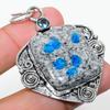 Natural K2 Blue Azurite, Blue Topaz 925 Sterling Silver Pendant 2.29" W8e02