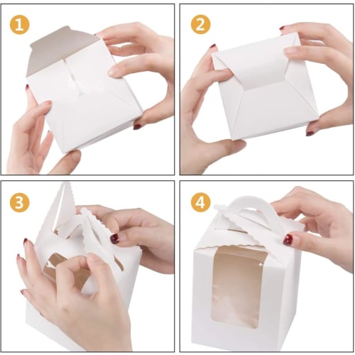 siawadeky Single Cupcake Boxes, Set of 50, with Clear Window, Mini Cake Boxes, Portable Cake Cup Boxes, Perfect for Weddings, Birthdays, Parties, Chri