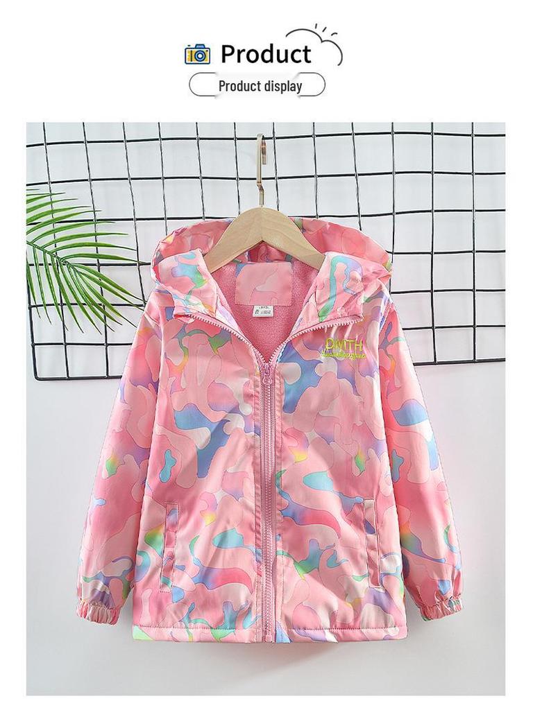 Girls' Korean Style Fleece-Lined Windbreaker - Autumn/Spring Fashion