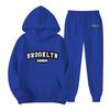 Men's Solid Color Pullover Hoodie Sports Set - Two-Piece Plus Velvet Warm Tracksuit