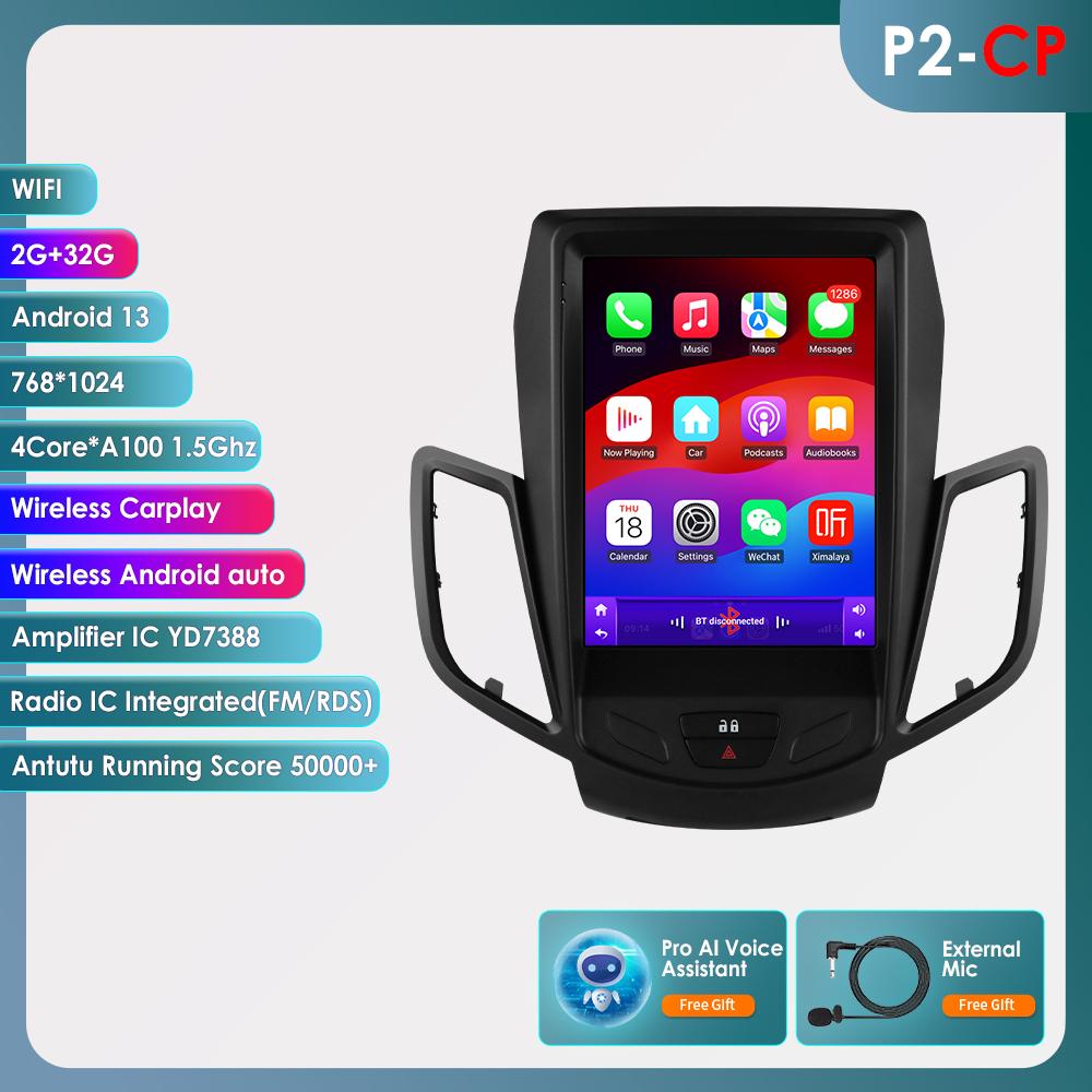 OSSURET 9,7-дюймовый экран QLED 2din Android автомобильный радиоприемник мультимедиа видеоплеер для Ford Fiesta 2009 - 2017 GPS Navi Carplay Auto 4G LTE RDS AI Bluetooth