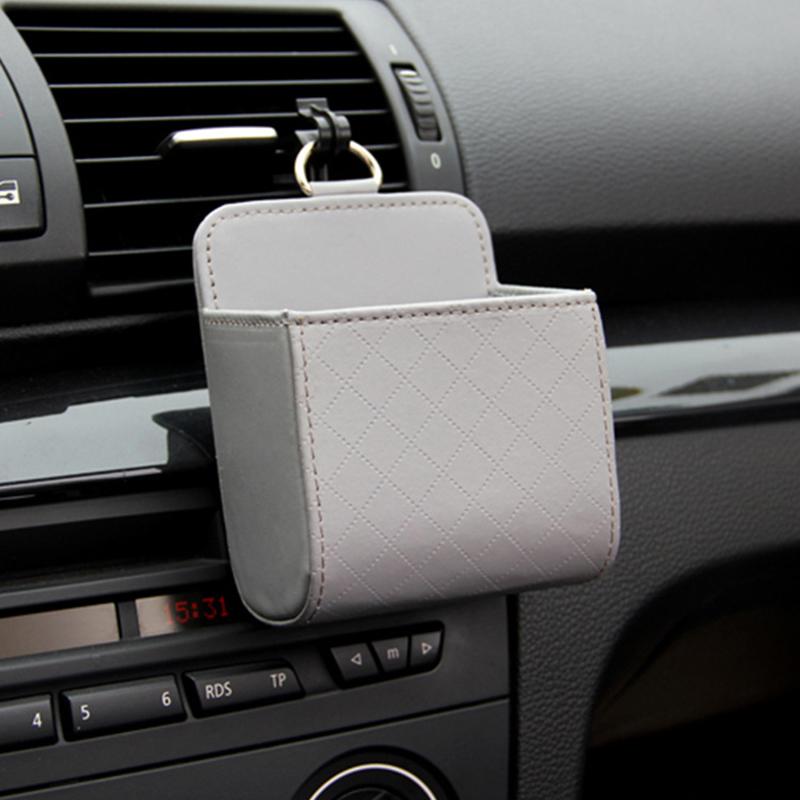 Car Air Outlet Storage Bag Portable Hanging Car Storage Box Leather Multi-function Packing Box Convenient Practical for Any