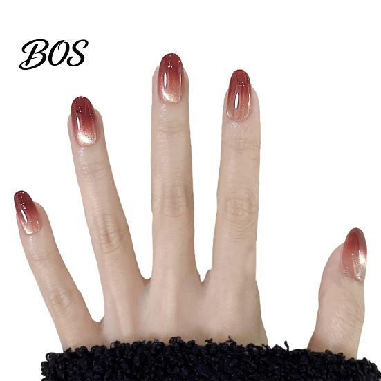 Almond Stick-on Fake Nails 10Pcs Cats Eyes Press on Kit, Glossy Nails, Girls Glue-on Salon Quality Long Glue False for Women