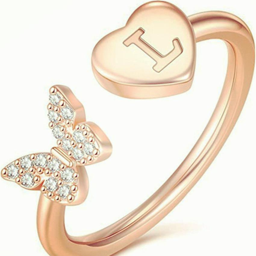 Цвет желтого золота 26 английских букв Love Heart CZ циркон открывающиеся кольца в стиле бабочки регулируемые кольца ювелирные изделия