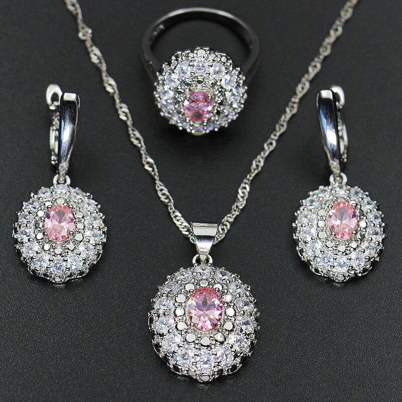 Lindon 925 ювелирный набор из стерлингового серебра для женщин. В комплекте: серьги, подвеска, кольцо. Цвет камня в ассортименте