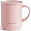 Кружка HAGOOGI с вакуумной керамической двойной крышкой, идеально подходящей для дома или кофе из нержавеющей стали, розовая, теплая/холодная, 360 мл, изолированная, с покрытием, со стенками, простая,