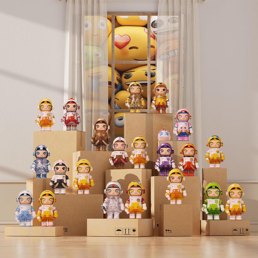 POP MART MEGA Space Molly 100% × Серия Emoji, Фигурки-сюрпризы Molly, Праздничные подарки на день рождения для девочек и мальчиков, Одиночная коробка