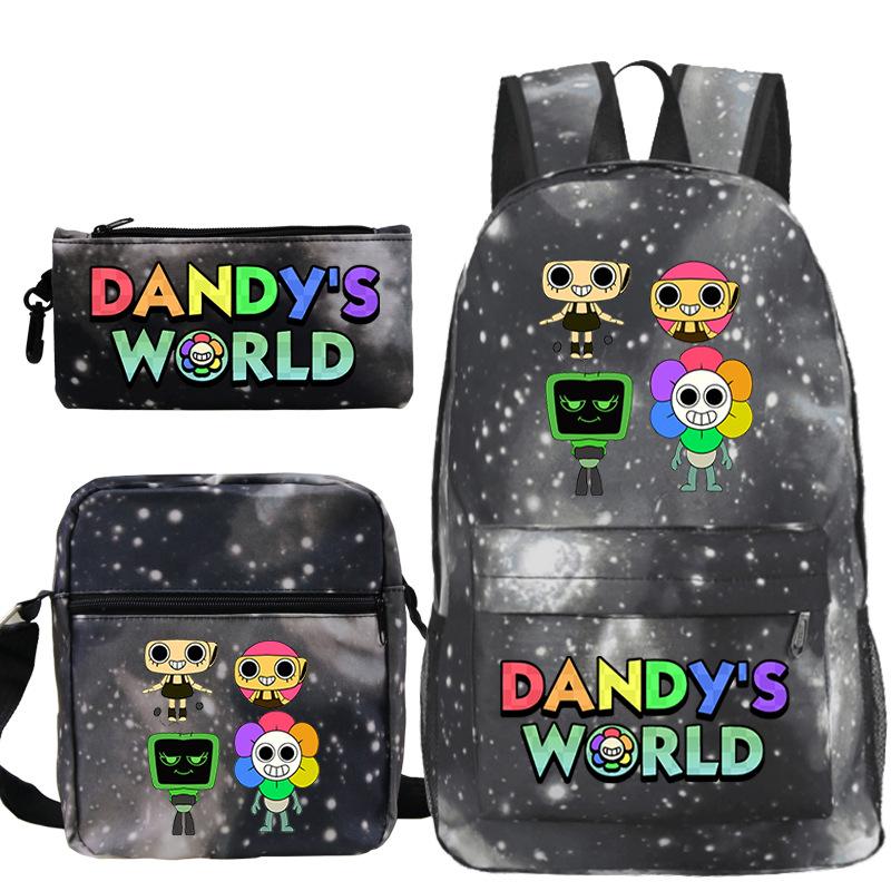 Dandy'S World Printed Fashion Children'S Pencil Case Messenger Bag Three-Piece Set Primary And Secondary School Bag