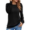 Women's Shirt Round Neck Casual  Fashion Solid Color Long Sleeve