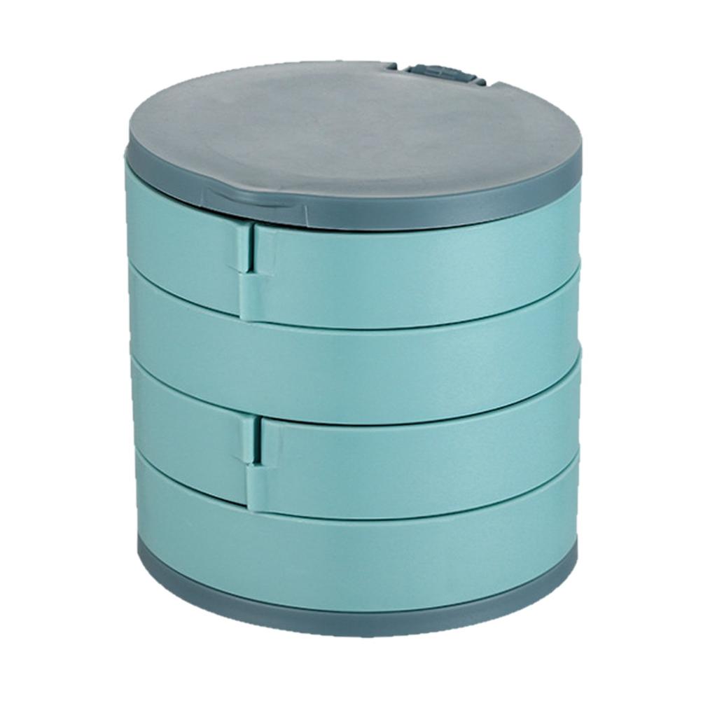 Ящик для хранения ювелирных изделий большой емкости, 4-слойный вращающийся лоток для хранения аксессуаров для ювелирных изделий с крышкой, коробка для макияжа