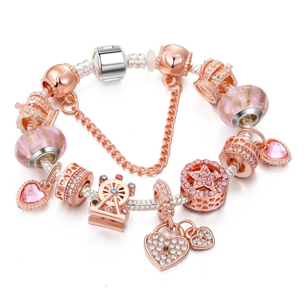 Women All Match Crystal Star Love Heart Windmill Beads Bracelet