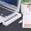 Compact USB 2.0 Adapter Hub with 7 Ports Universal Widely Compatible LED High-speed Power ON/OFF USB Splitter Dock