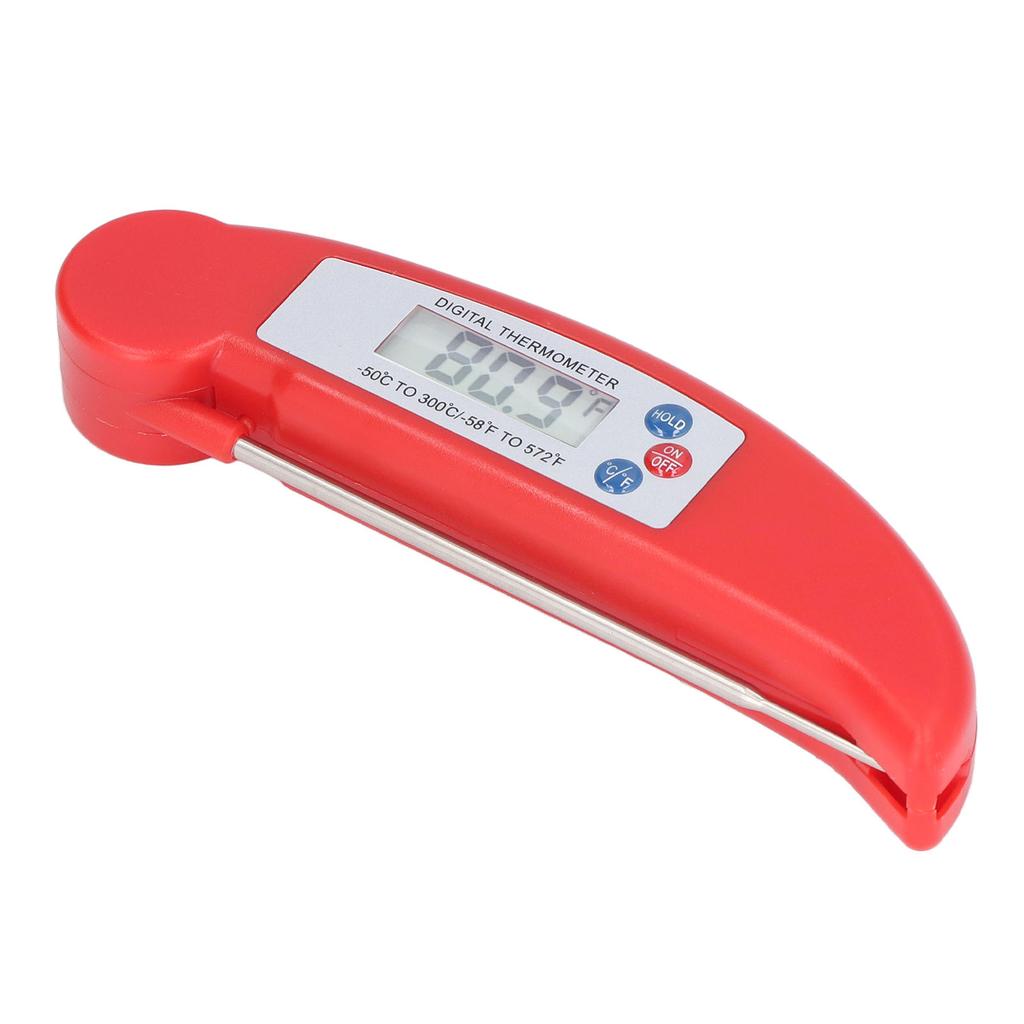 Meat Temperature Measurement Fast Digital Food Thermometer with Foldable Probe for Cooking Red