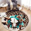 Moroccan Vintage Round Area Rug Bohemian Floral Circular Floor Carpet Retro Geometric Welcome Mat for Living Room Decor