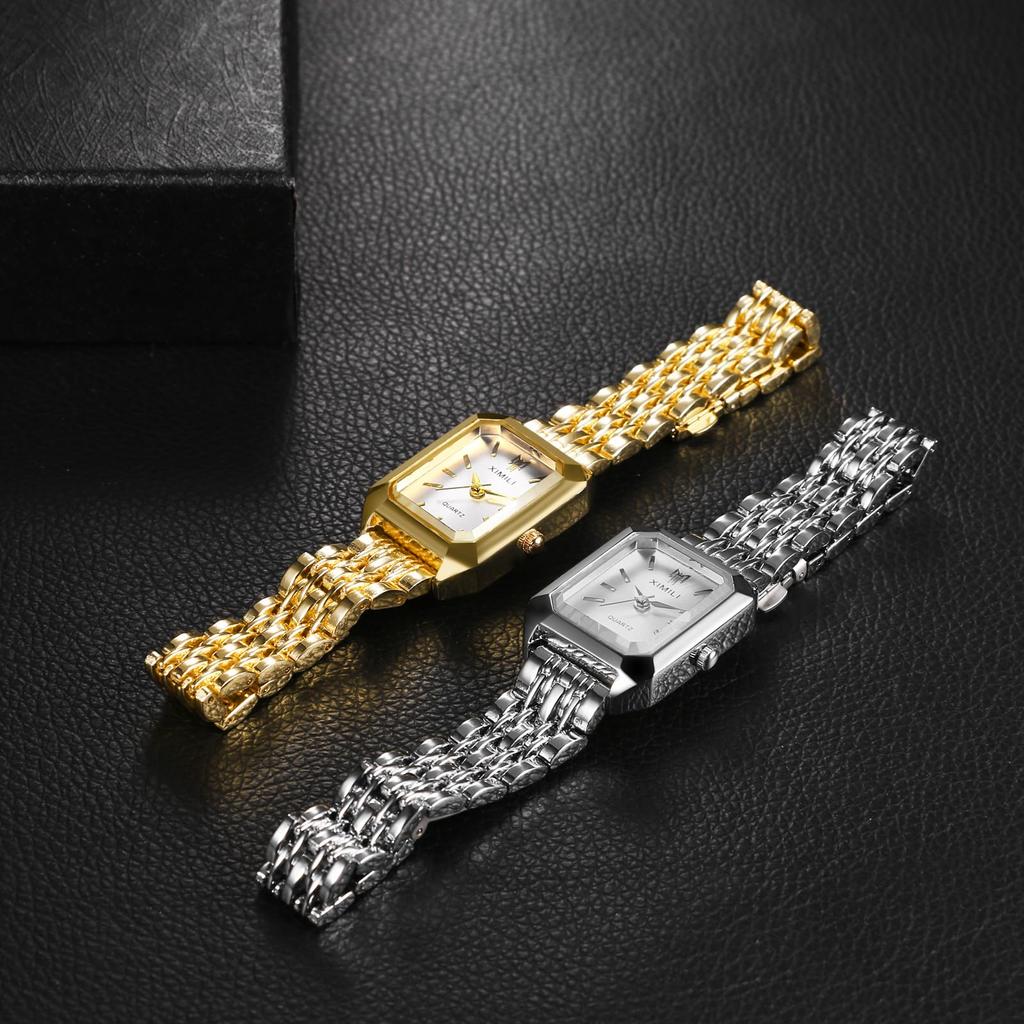 Waterproof Wristwatch with Square Bar Simple Quartz Stainless Unidirectional Perfect Gift for Birthdays Silver Women's Dial, Indexes, Movement, Steel,