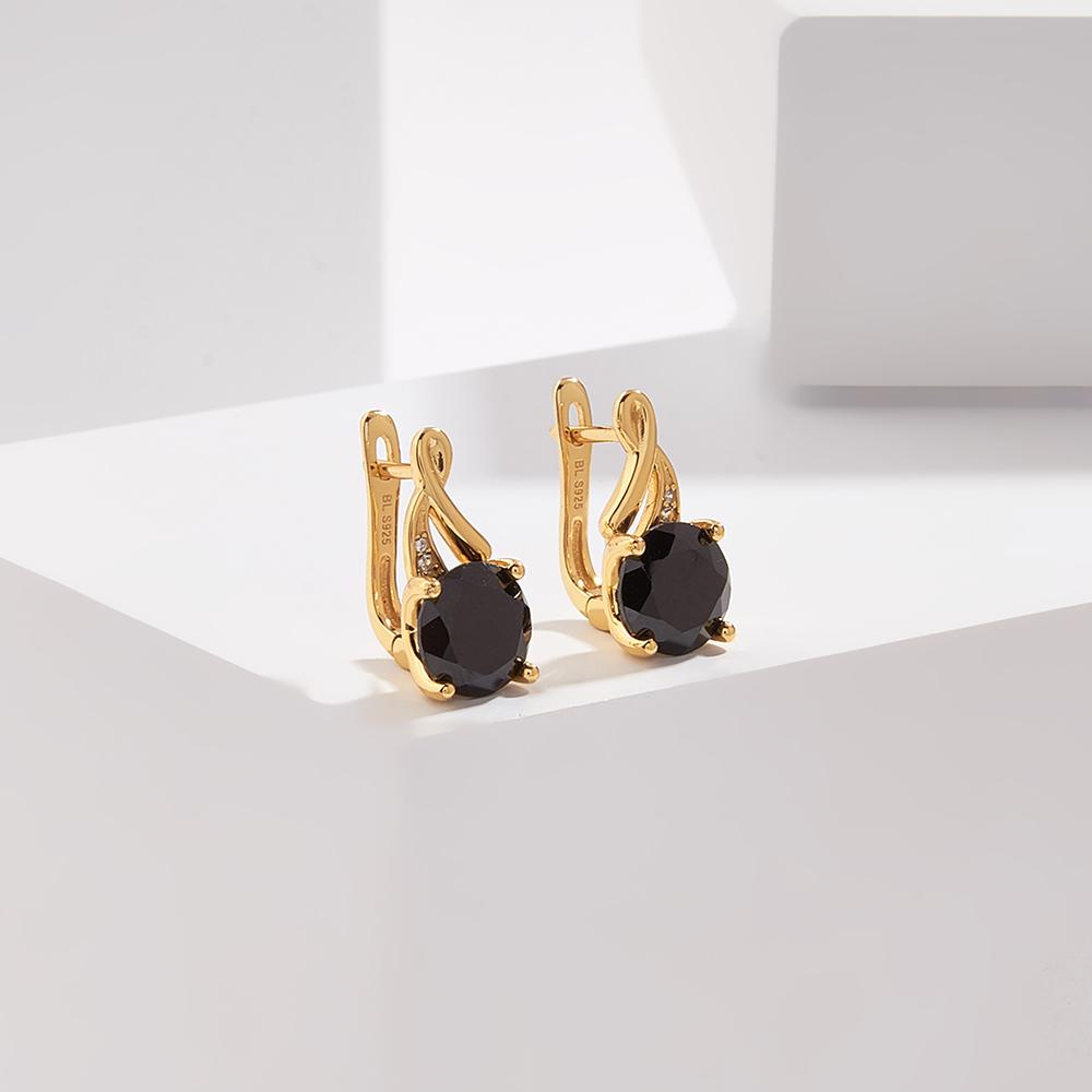 Модные новые натуральные черные шпинель из стерлингового серебра 925 пробы, потрясающие серьги-застежки для женщин, вечерние модные ювелирные изделия, подарок